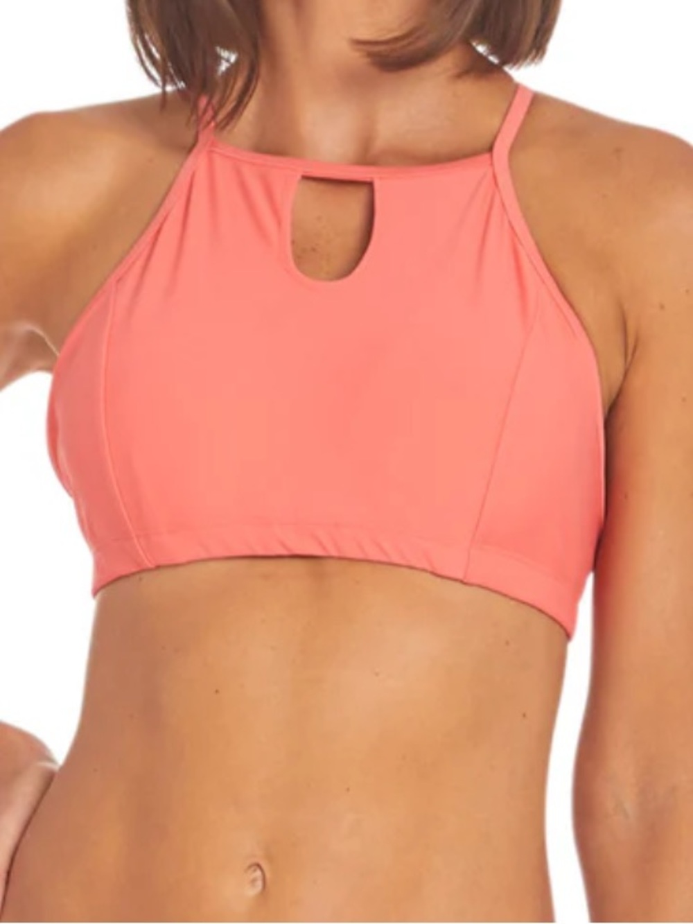 Cabana Life Key Hole High Neck Bikini Top Coral size Medium New with tags